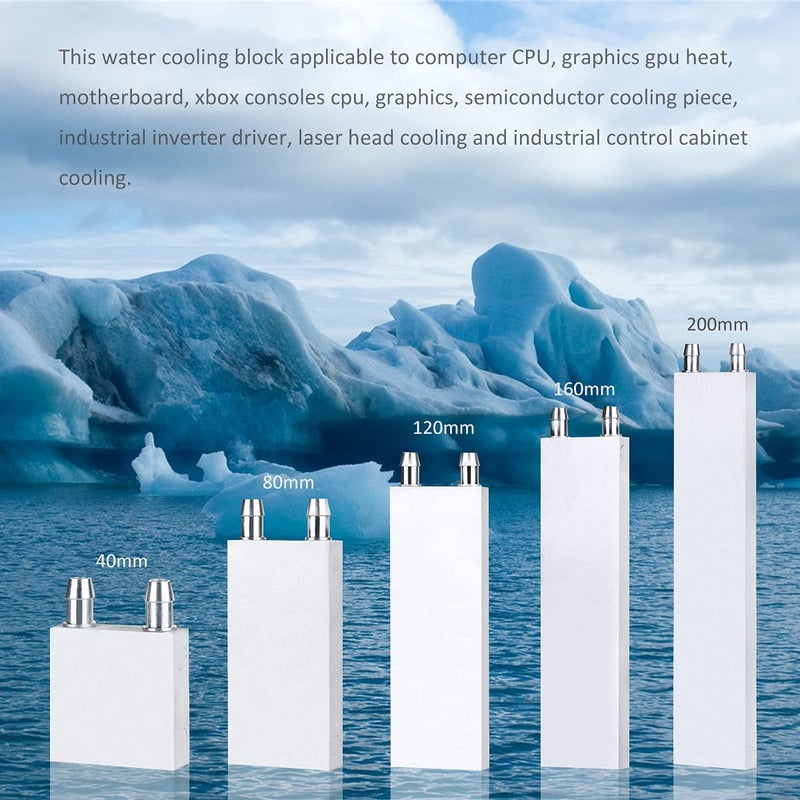 Clyxgs Aluminum Water Cooling Block,Liquid Cold Water Plate Heat Sink Water-Cooled Exchanger Head semiconductor Refrigeration Sheet CPU Graphics Radiator Heatsink Endothermic Head(40 x 120 x 12mm)2pcs - Image 5
